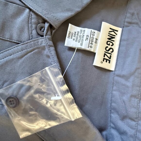 King Size Utility Polo Shirt Gray Chest Pockets Short Sleeve Big & Tall 6XL NEW - Picture 8 of 13